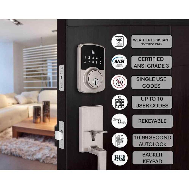 Defiant Square Satin Nickel Wi-Fi Electronic Deadbolt Smart Lock by Hubspace - Image 2