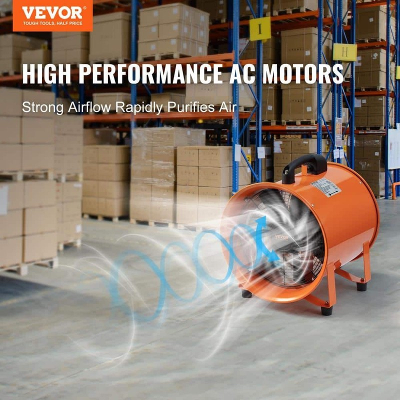 VEVOR 8 in Portable Ventilator Blower Fan 1070 CFM with 33 ft Duct Hose - Image 2