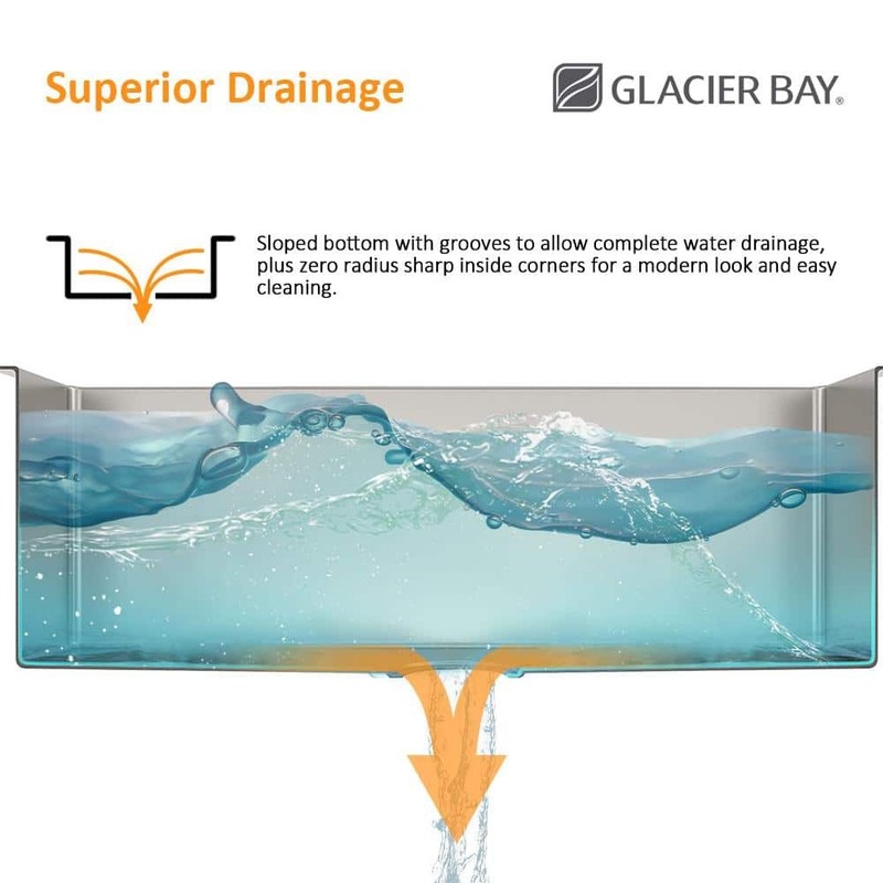 Glacier Bay 27" Undermount Single Bowl 18 Gauge Stainless Steel Kitchen Sink - Image 8