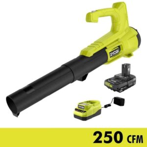 RYOBI ONE+ 18V 90 MPH 250 CFM Leaf Blower/Sweeper with 2.0 Ah Battery + Charger
