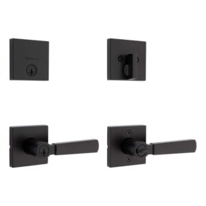 Kwikset Perth Keyed Entry Handle & Deadbolt Combo, SmartKey, Matte Black
