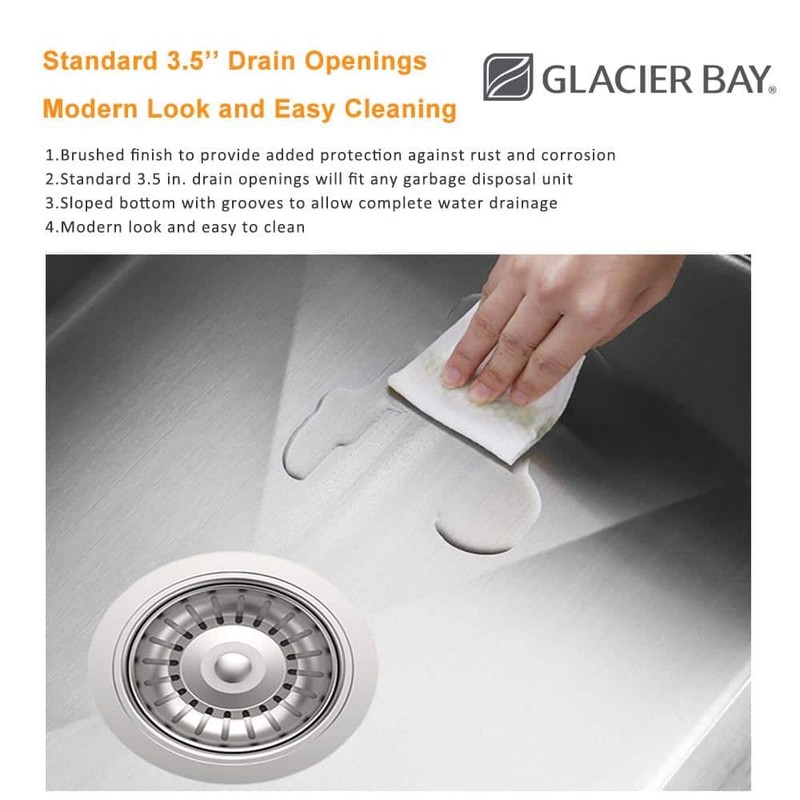 Glacier Bay 27" Undermount Single Bowl 18 Gauge Stainless Steel Kitchen Sink - Image 11