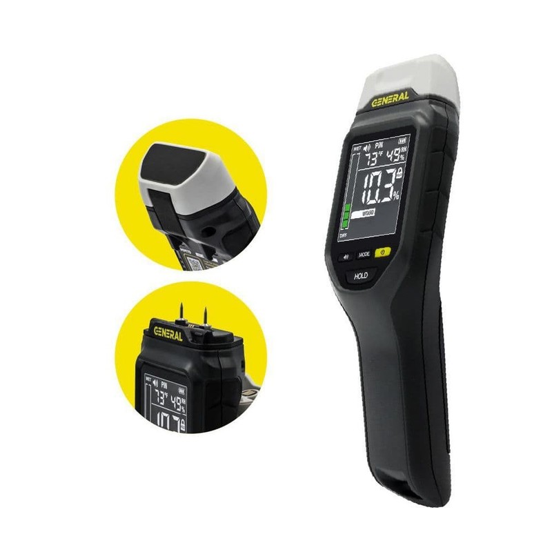 General Tools 2-in-1 Moisture Meter, Backlit, Wood, Drywall, Building Materials - Image 2
