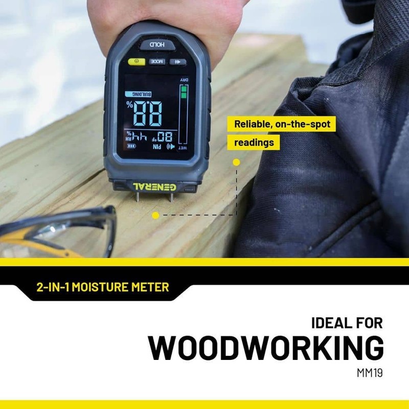 General Tools 2-in-1 Moisture Meter, Backlit, Wood, Drywall, Building Materials - Image 7