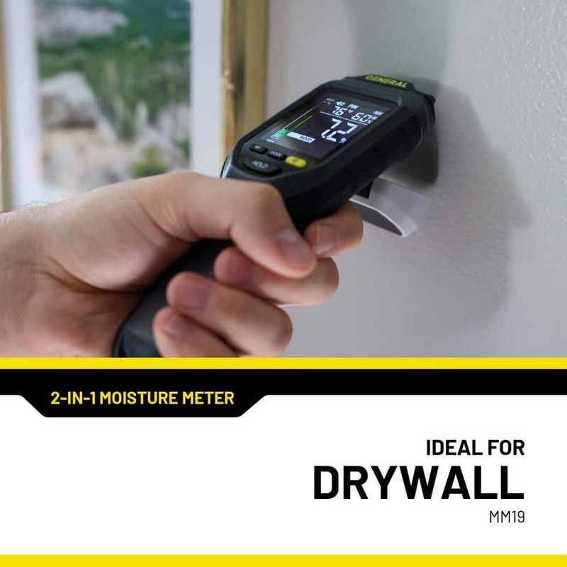General Tools 2-in-1 Moisture Meter, Backlit, Wood, Drywall, Building Materials - Image 8