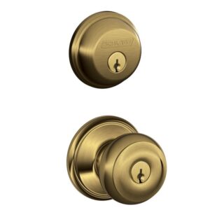 Schlage Georgian Antique Brass Single Cylinder Deadbolt and Keyed Entry