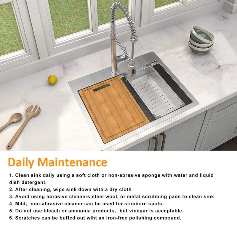 Glacier Bay 27" Undermount Single Bowl 18 Gauge Stainless Steel Kitchen Sink - Image 14