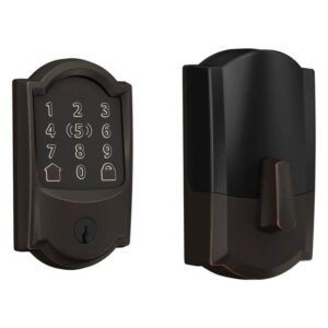 Schlage Camelot Aged Bronze Smart WiFi Deadbolt with Alarm