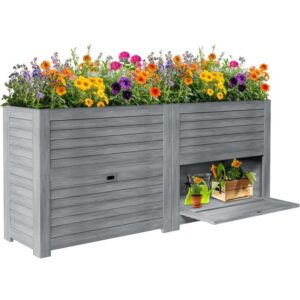 ABORON Raised Garden Bed 34"x18"x30" Wood Planter Box Gray 2-Pack