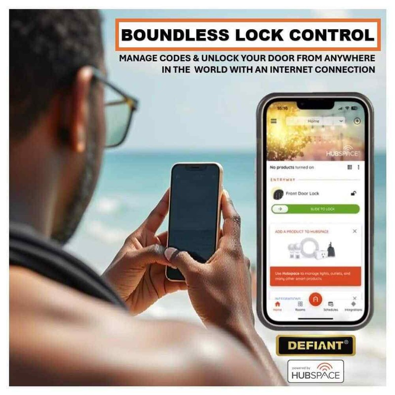 Defiant Square Satin Nickel Wi-Fi Electronic Deadbolt Smart Lock by Hubspace - Image 4