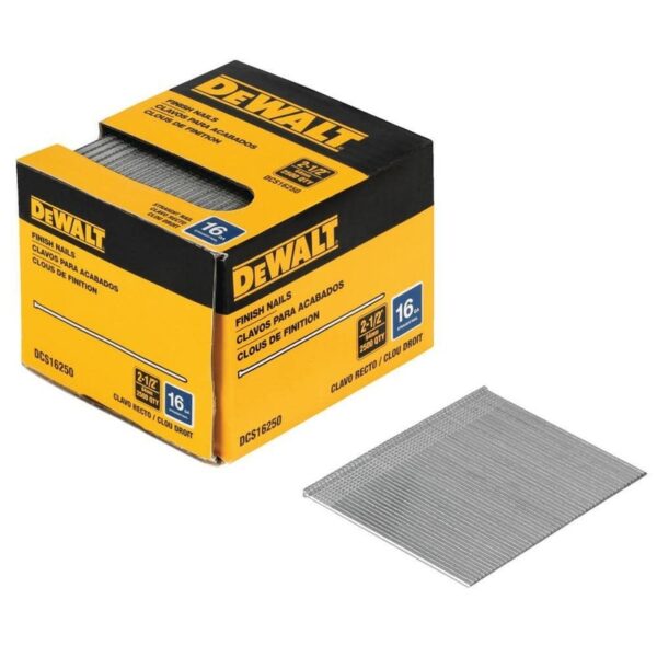 DEWALT 2-1/2" x 16-Gauge Plastic Collated Straight Finish Nails (2500 per Box)