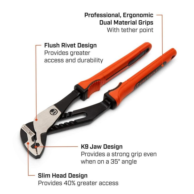 Crescent 10 in. Z2 K9 Straight Jaw Tongue Groove Pliers Dual Material Handle - Image 2
