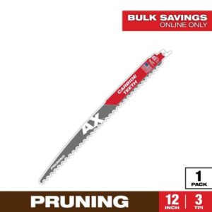 Milwaukee 12" 3 TPI Carbide Teeth Wood Cutting SAWZALL Blade (1-Pack)