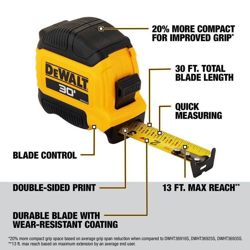 DEWALT 30 ft. x 1-1/8 in. Tape Measure with Finger Brake - Image 3