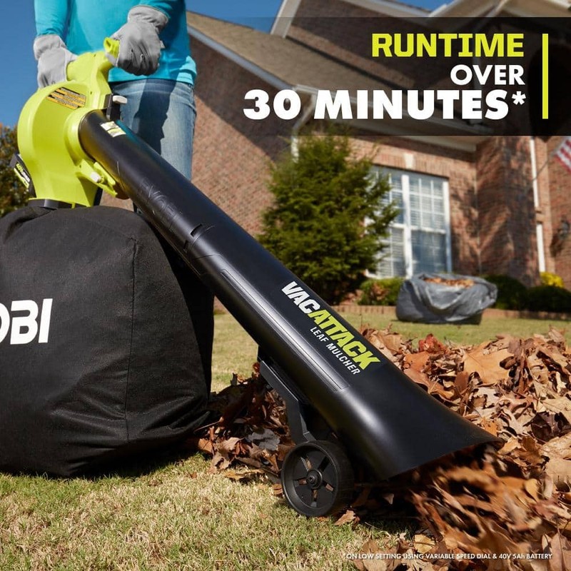 RYOBI 40V Vac Attack Cordless Leaf Vacuum/Mulcher with 5.0 Ah Battery & Charger - Image 6