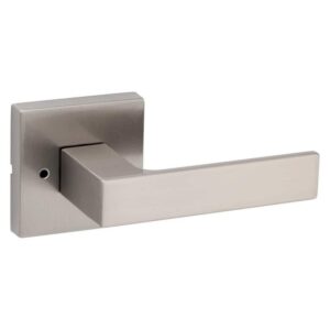 Kwikset Singapore Square Satin Nickel Bed/Bath Door Handle Microban and Lock