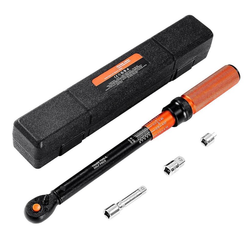 SKYSHALO 3/8 in. Click Torque Wrench, 10-100 lbf-ft., 3% Precision, Steel Top