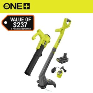 RYOBI ONE+ 18V Cordless String Trimmer/Edger & Blower/Sweeper Combo 2-Tools
