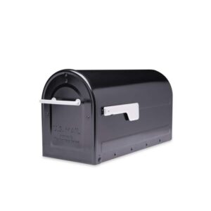Architectural Mailboxes Boulder Black Large Steel Post Mount Mailbox Silver