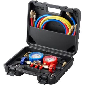 VEVOR AC Gauge Set 3 Way Manifold for R134A R22 R12 R502, 5 ft Hoses, Couplers