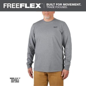 Milwaukee Men's Medium Gray Cotton/Polyester Long-Sleeve Hybrid Work T-Shirt