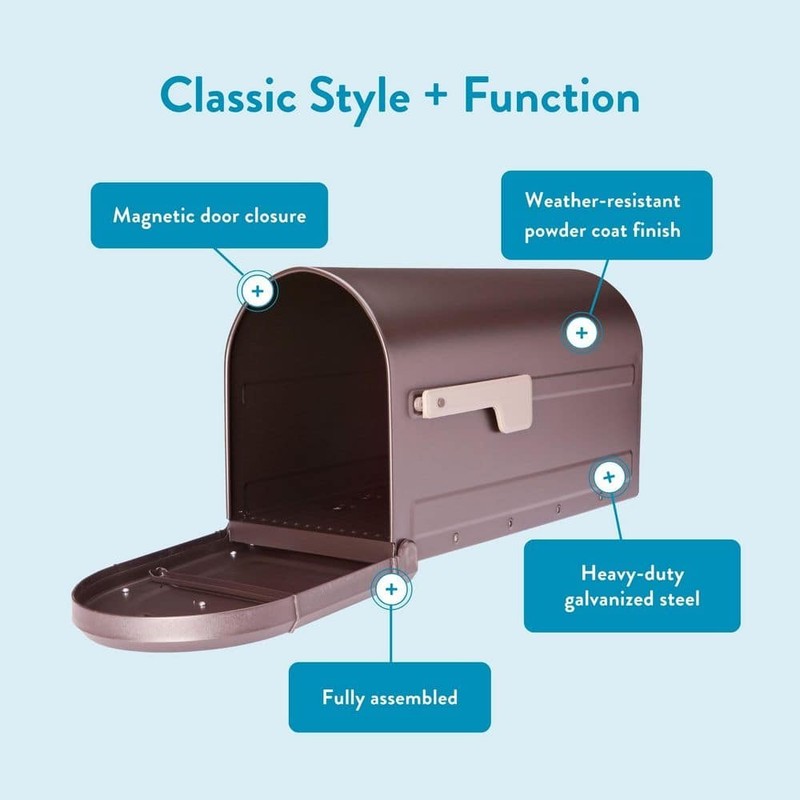 Architectural Mailboxes Roxbury Large Rubbed Bronze Steel Post Mount Mailbox - Image 3