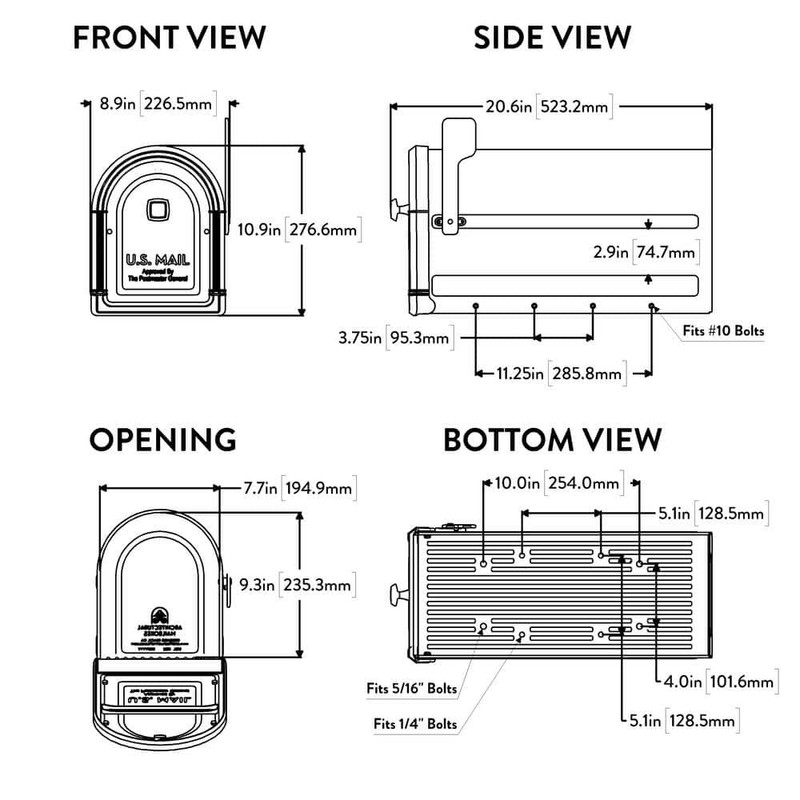 Architectural Mailboxes Roxbury Large Rubbed Bronze Steel Post Mount Mailbox - Image 9