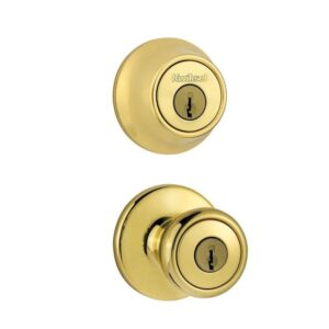 Kwikset Tylo Door Knob Combo Pack Polished Brass w/ Microban Antimicrobial