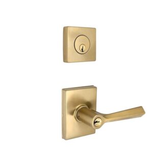 Home Decorators Wilshire Brushed Gold Single Cylinder Door Handle Combo Pack