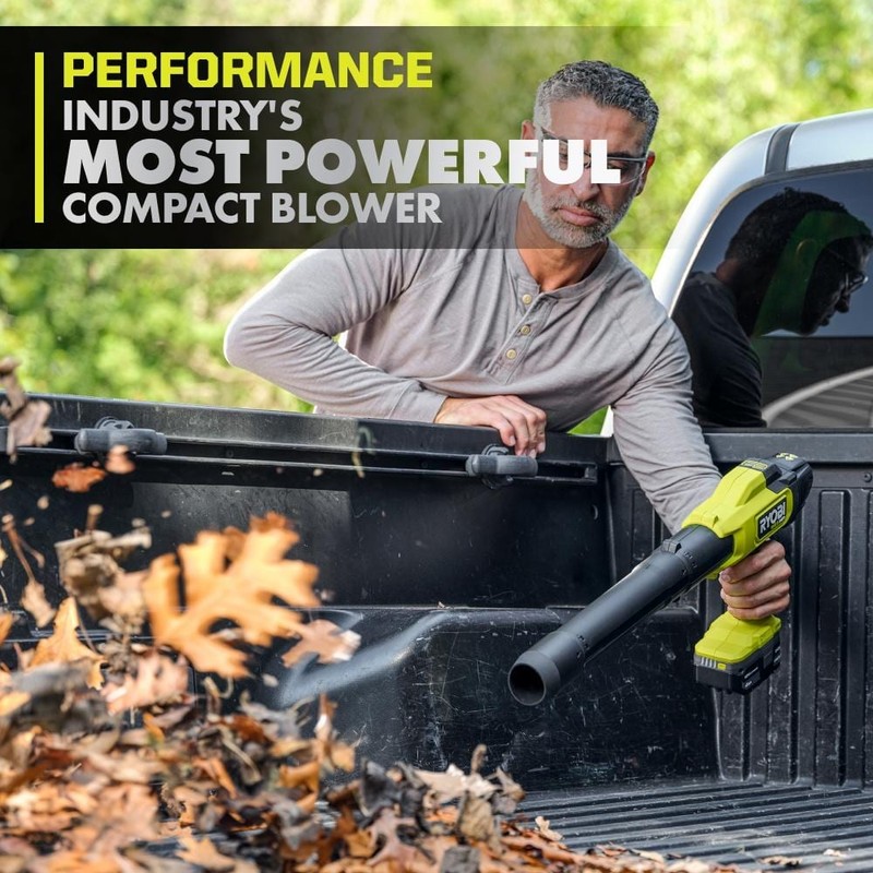 RYOBI ONE+ HP 18V Brushless Cordless Leaf Blower 220 CFM 140 MPH 4.0 Ah Battery - Image 4