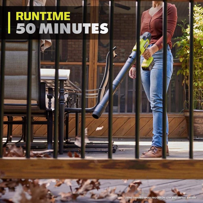 RYOBI ONE+ HP 18V Brushless Cordless Leaf Blower 220 CFM 140 MPH 4.0 Ah Battery - Image 6