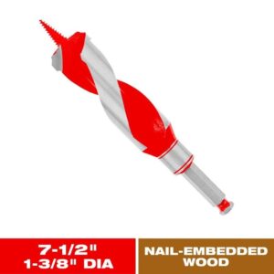 DIABLO 1-3/8" x 7-1/2" High Carbon Steel Auger Bit for Wood