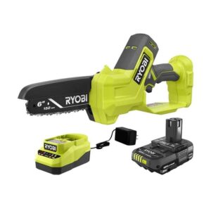 RYOBI ONE+ 18V 6 in. Cordless Battery Mini Chainsaw w/2.0 Ah Battery+Charger