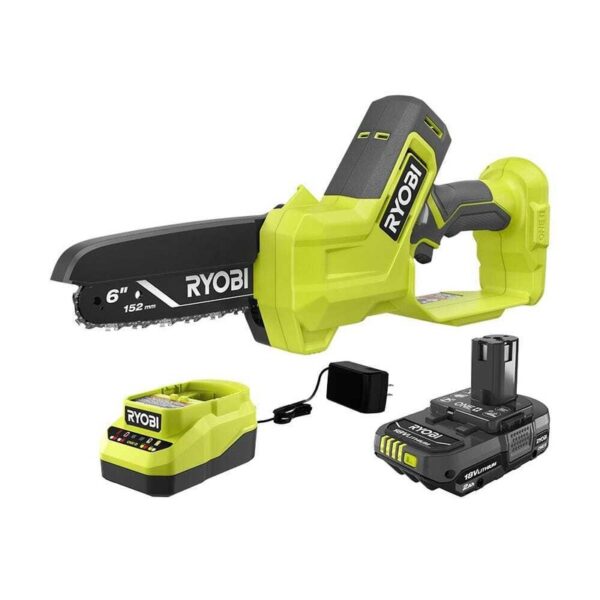 RYOBI ONE+ 18V 6 in. Cordless Battery Mini Chainsaw w/2.0 Ah Battery+Charger