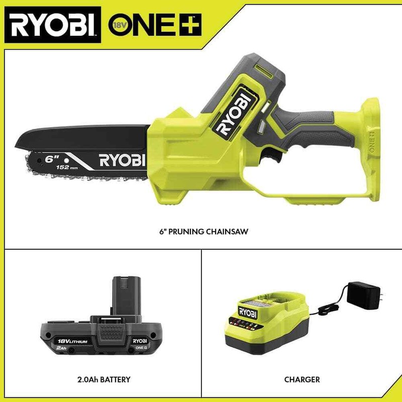 RYOBI ONE+ 18V 6 in. Cordless Battery Mini Chainsaw w/2.0 Ah Battery+Charger - Image 2