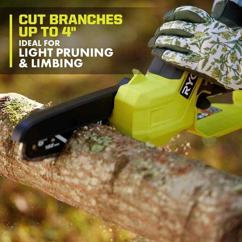 RYOBI ONE+ 18V 6 in. Cordless Battery Mini Chainsaw w/2.0 Ah Battery+Charger - Image 4