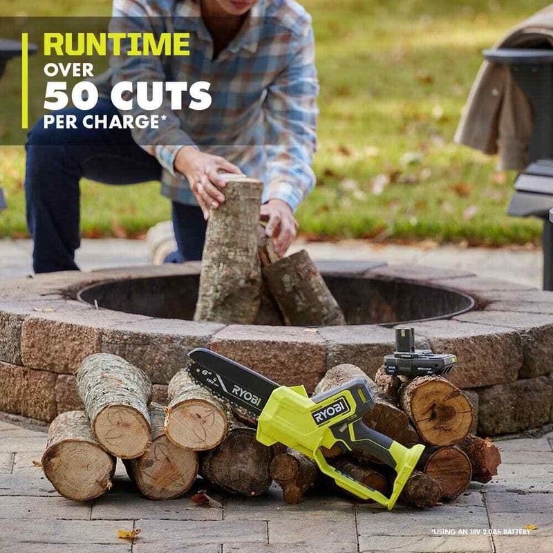 RYOBI ONE+ 18V 6 in. Cordless Battery Mini Chainsaw w/2.0 Ah Battery+Charger - Image 5