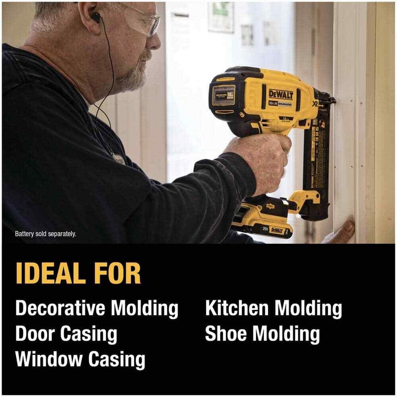 DEWALT 20V MAX XR Lithium-Ion Electric Cordless 18-Gauge Brad Nailer (Tool Only) - Image 8