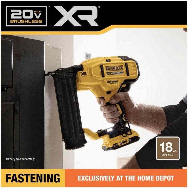 DEWALT 20V MAX XR Lithium-Ion Electric Cordless 18-Gauge Brad Nailer (Tool Only) - Image 9