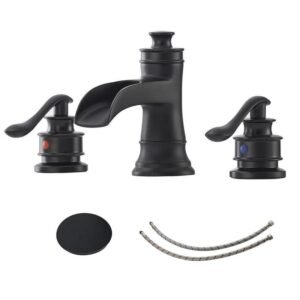 BWE 8 in. Waterfall Widespread 2-Handle Bathroom Faucet Matte Black