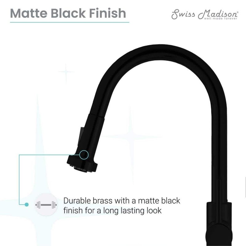 Swiss Madison Nouvet Pull Down Kitchen Faucet Matte Black - Image 3