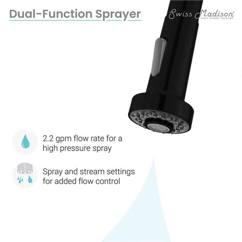 Swiss Madison Nouvet Pull Down Kitchen Faucet Matte Black - Image 4