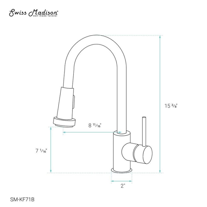 Swiss Madison Nouvet Pull Down Kitchen Faucet Matte Black - Image 7