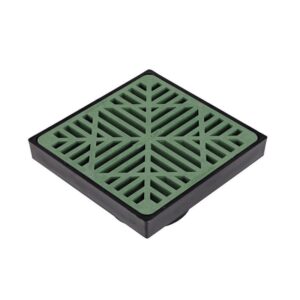 NDS 9 in. Plastic Square Low Profile Drainage Catch Basin with Grate in Green