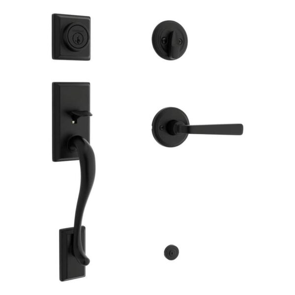 Kwikset Hawthorne Single Cylinder Handleset w/Trafford Handle Matte Black