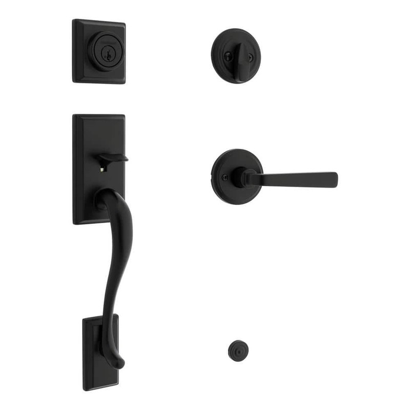 Kwikset Hawthorne Single Cylinder Handleset w/Trafford Handle Matte Black