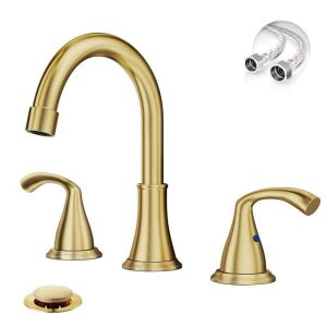 Phiestina 8 in. 3-Hole 2-Handle Widespread Brushed Gold Bathroom Faucet