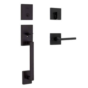 Kwikset San Clemente Matte Black Single Cylinder Low Profile Door Handleset