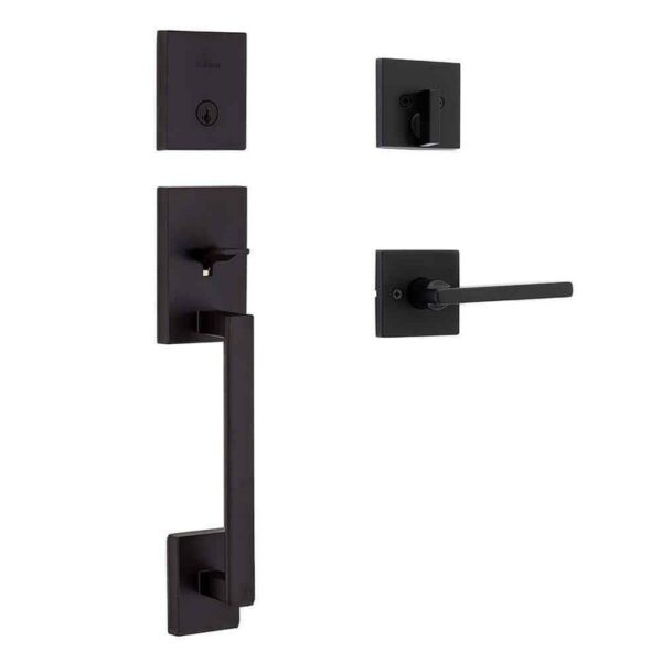 Kwikset San Clemente Matte Black Single Cylinder Low Profile Door Handleset