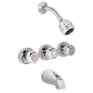 KEENEY Belanger 3-Handle 2-Spray Tub Shower Faucet Polished Chrome